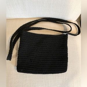 Crocheted Crossbody Black Purse
